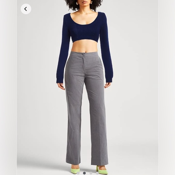 Marni intarsia knit cropped sweater royal blue virgin wool size 36 made in🇮🇹